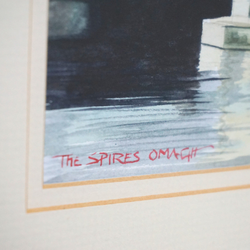 Watercolour Painting of The Spires, Omagh by K. McGlinn, 2002