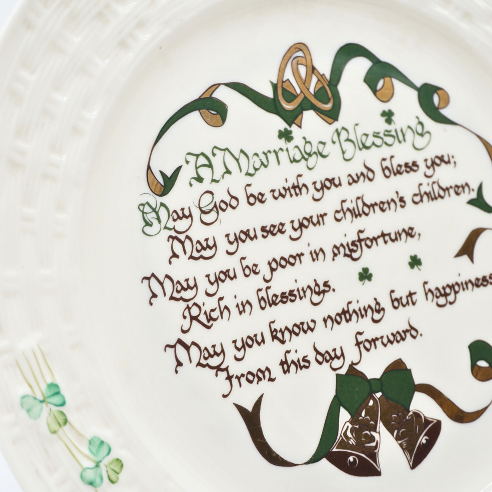 Belleek Marriage Blessing Irish Parian Decorative Porcelain Plate