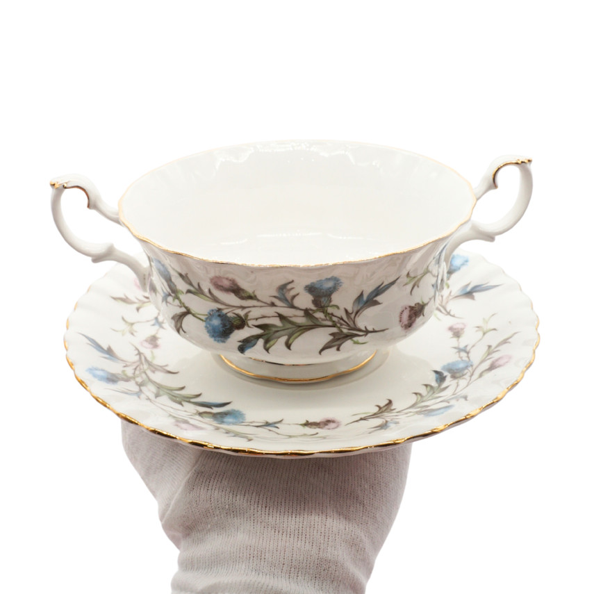 Royal Albert Brigadoon Pattern Soup Coupe And Saucer Set of Eight