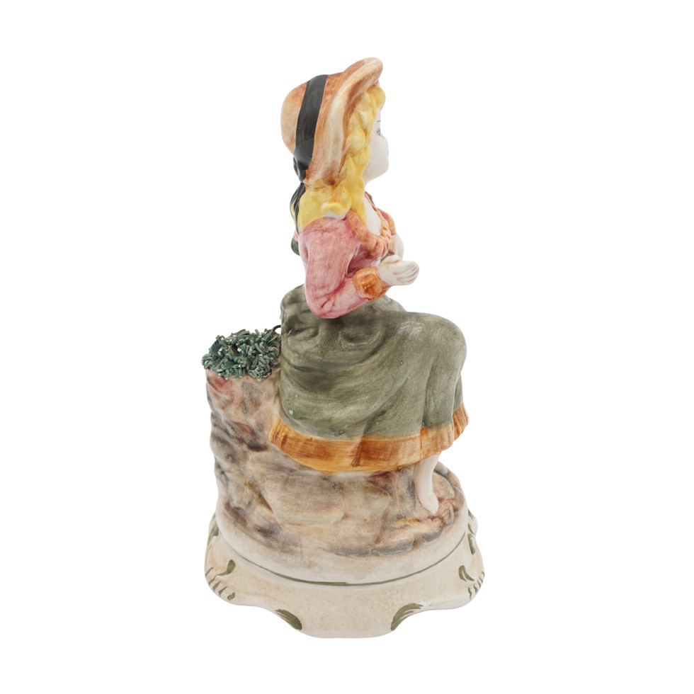 Porcelain Figurine of a Woman Holding a Basket of Flowers