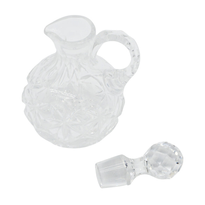 Small Vintage Crystal Glass Cruet Decanter Bottle with Stopper