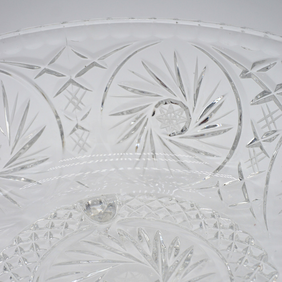Vintage Large Three-Legged Cut Glass Bowl Centrepiece