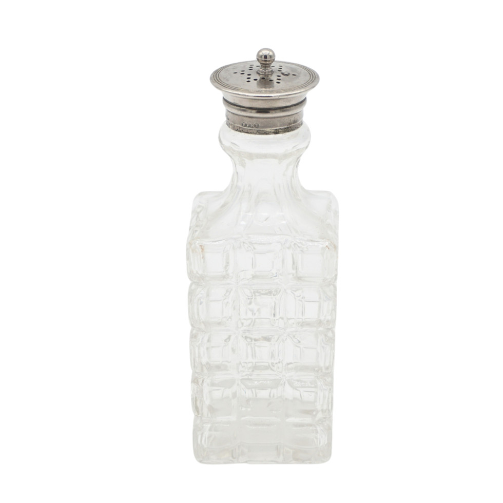 Vintage Silver Plated Glass Vinegar Bottle