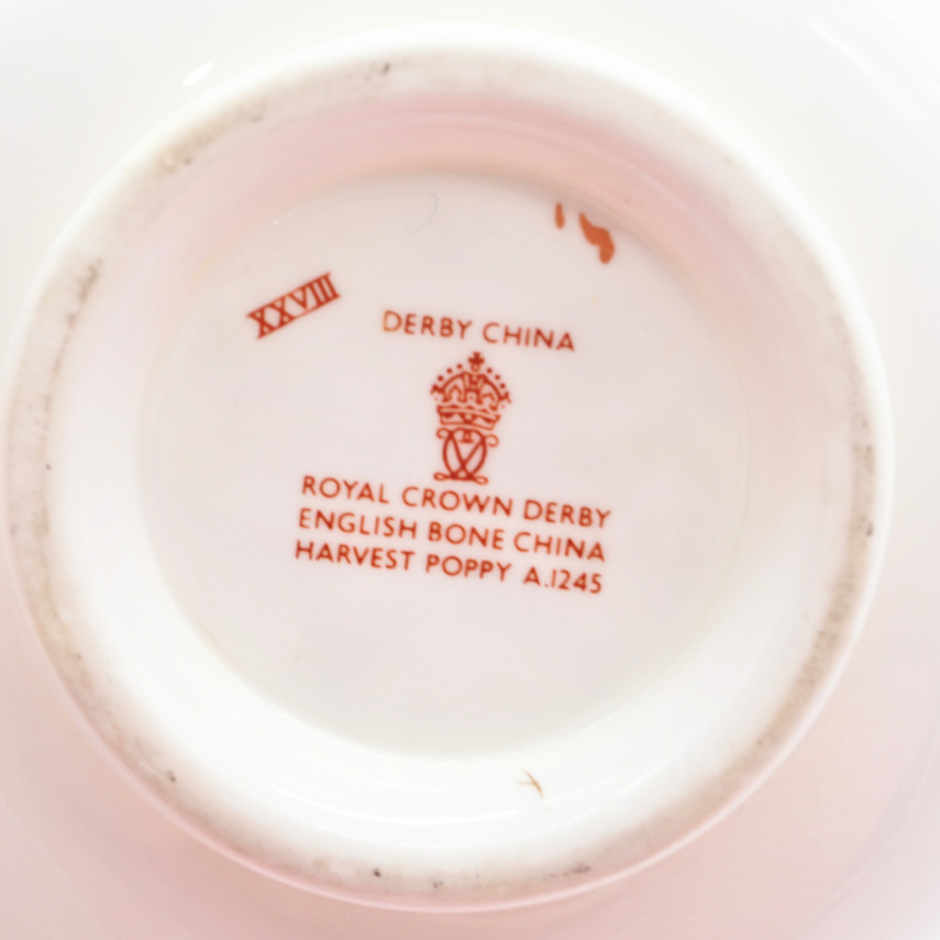 Royal Crown Derby Harvest Poppy Cream Soup Cup And Saucer