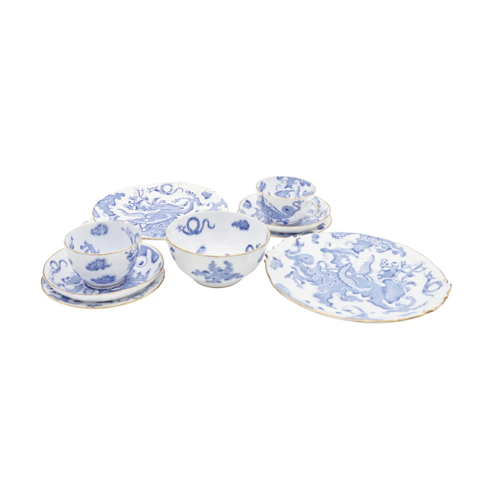Royal Worcester Blue Dragon Bone China Tea Set