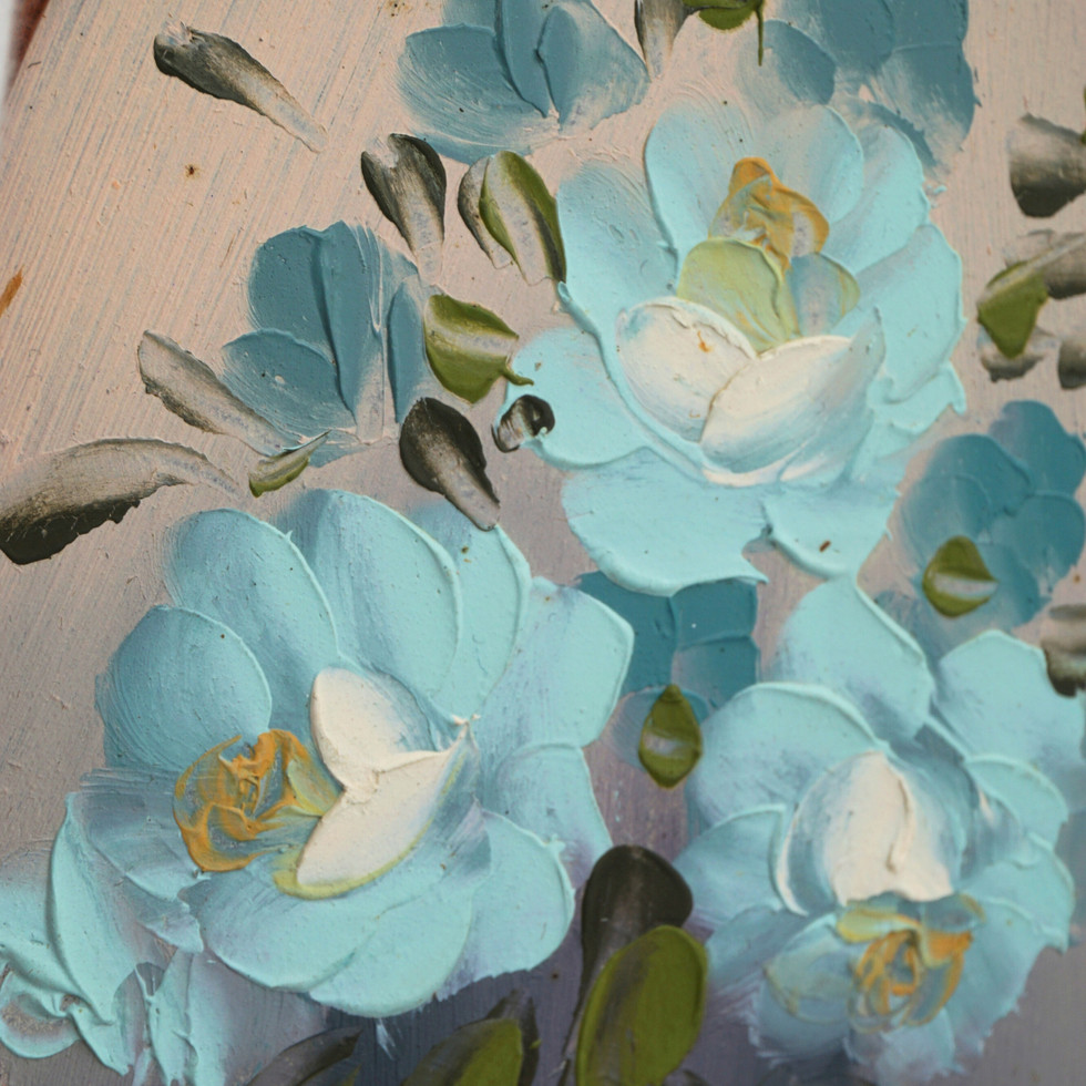 Small Vintage Oval Floral Painting