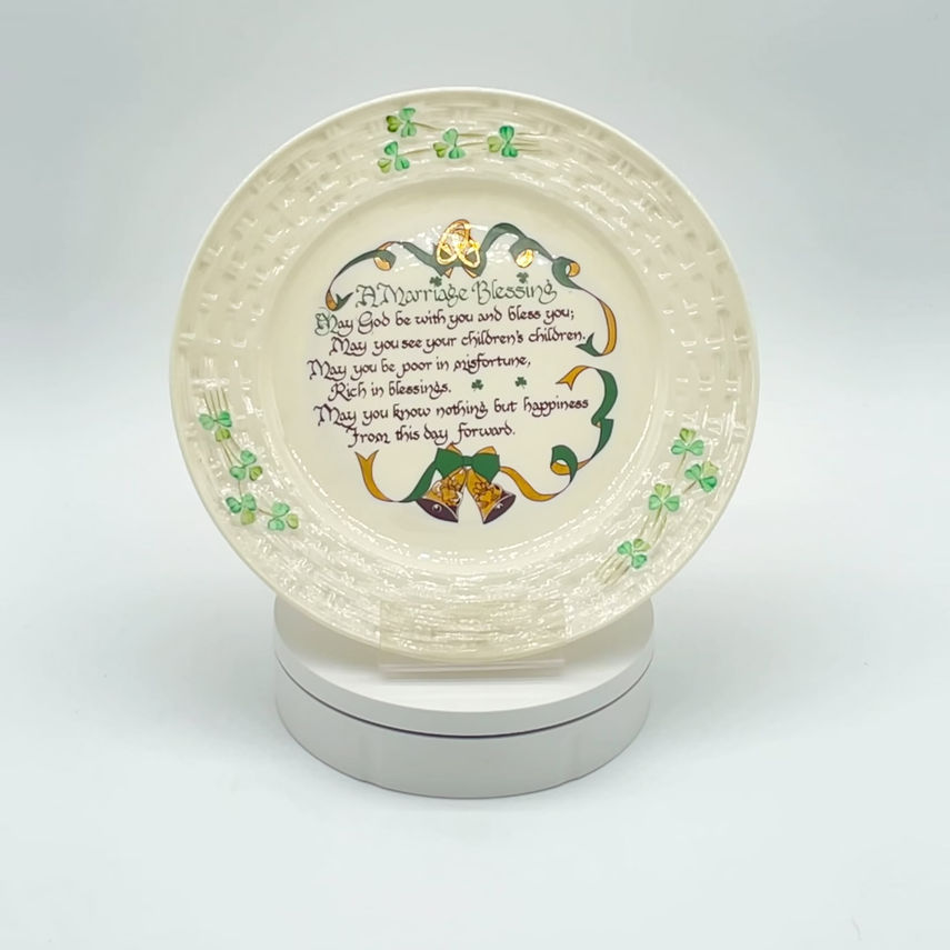 Belleek Marriage Blessing Irish Parian Decorative Porcelain Plate