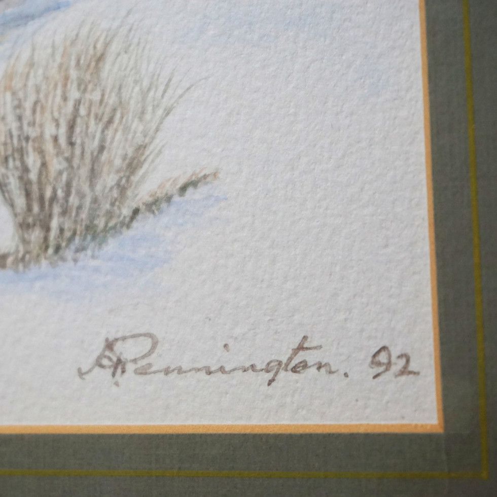 Winter Village Watercolour with Pencil Details, by Remington, 1992