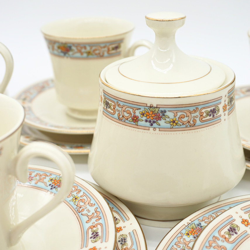 Vintage Budlet Fine China Ivory Pattern Tea Set