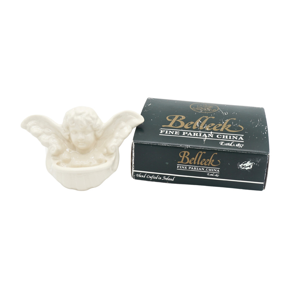 Vintage Belleek Cherub Holy Water Font