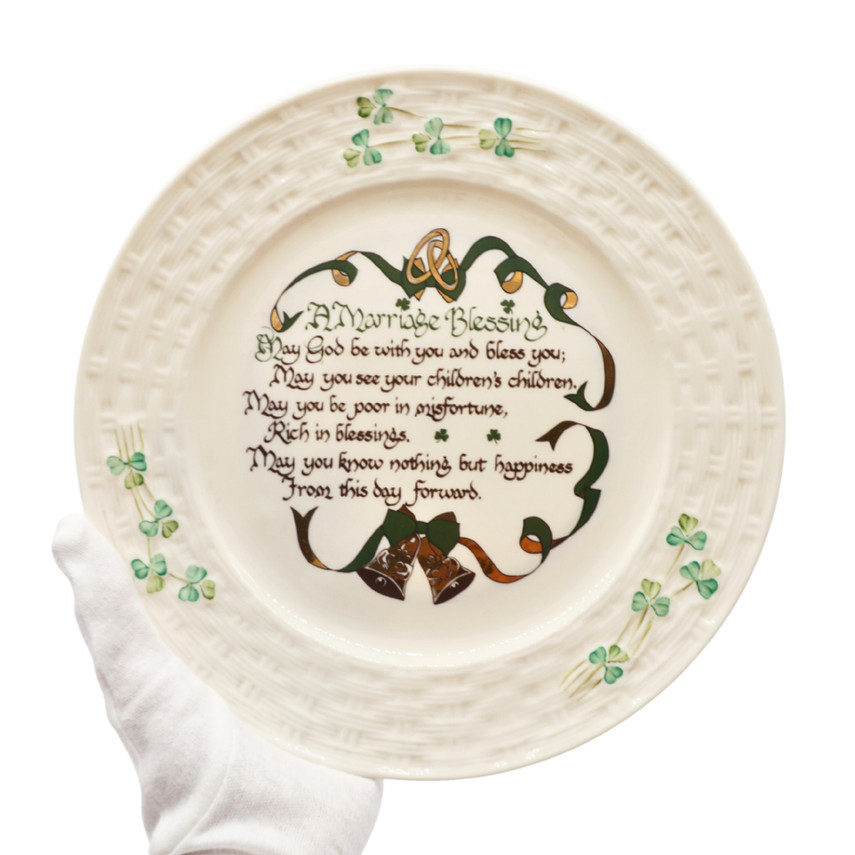 Belleek Marriage Blessing Irish Parian Decorative Porcelain Plate