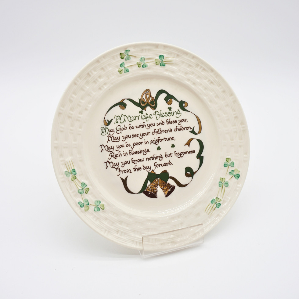 Belleek Marriage Blessing Irish Parian Decorative Porcelain Plate
