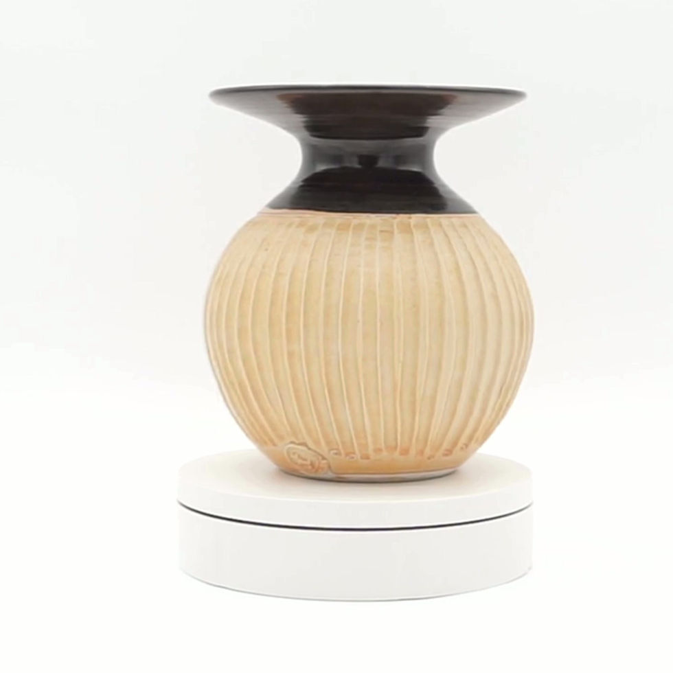 Vintage Handmade Pottery Vase with Letter T