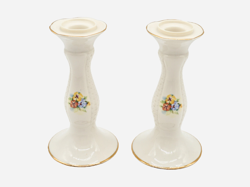 Vintage Two Irish Parian Donegal China Candlestick Holders