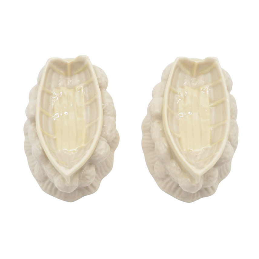 Belleek Ireland Parian China Row Boat Master, Set of Two