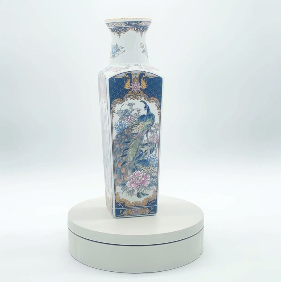 Vintage Japanese Peacock Small Table Ornament Vase