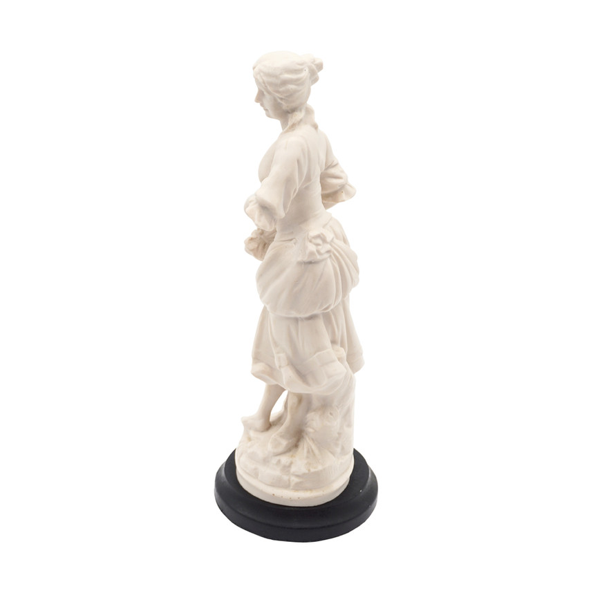 Victorian Style Woman Figurine Holding Wheat, Resin Decorative Statue