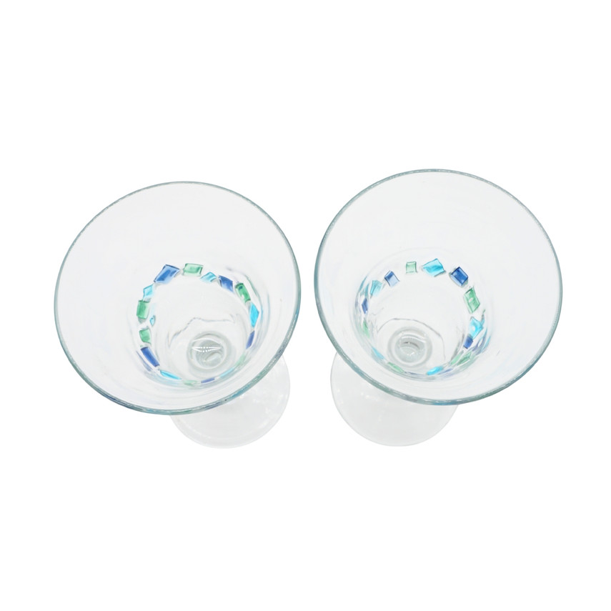 Global Amici Hand-Blown Blue and Green Glasses