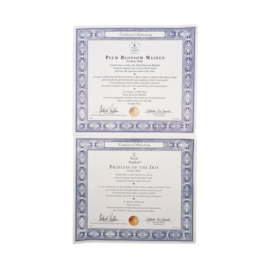 Royal Doulton Flower Maidens Series Decorative Collector Plates, Set of Two