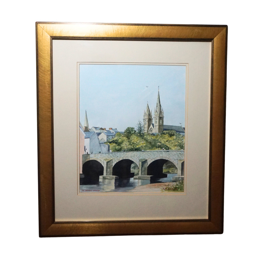 Watercolour Painting of The Spires, Omagh by K. McGlinn, 2002
