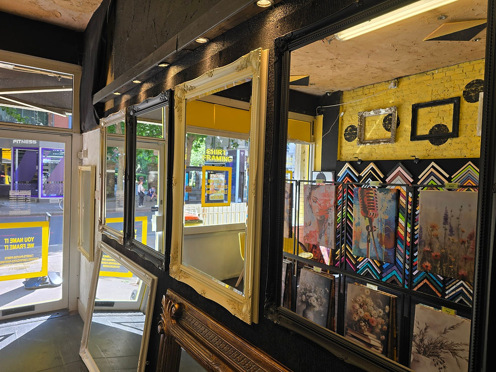 Inside a custom picture framing shop