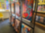 Vibrant art display, including a guitar painting