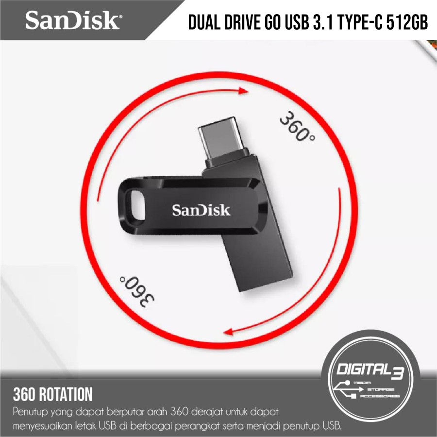 Thumbnail: Sandisk Ultra Dual Drive GO USB 3.1 Type-C OTG USB-A to USB-C 512GB