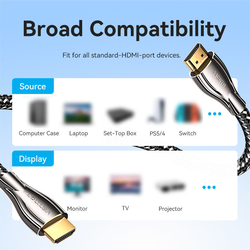 Thumbnail: VENTION Cable HDMI to HDMI 2.0 Cotton Braided Zinc Alloy 4K 60Hz Universal - ALM