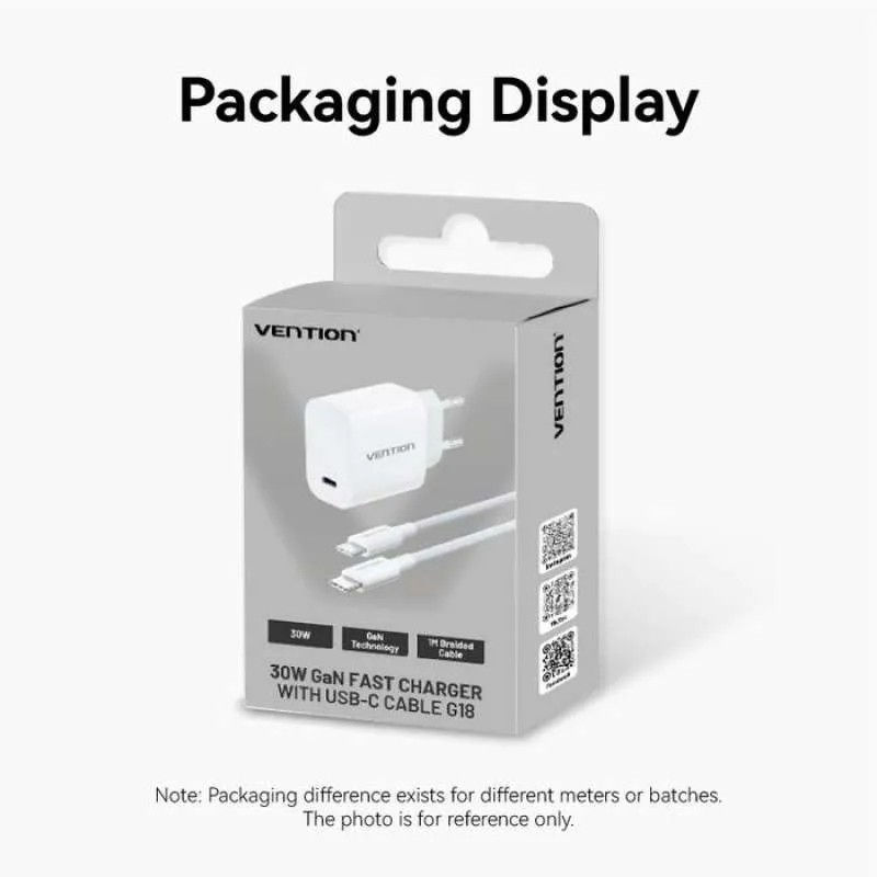 Thumbnail: VENTION Charger Kit G18 EU Adapter USB-C 30W PD 3.0 with Cable USB C to C