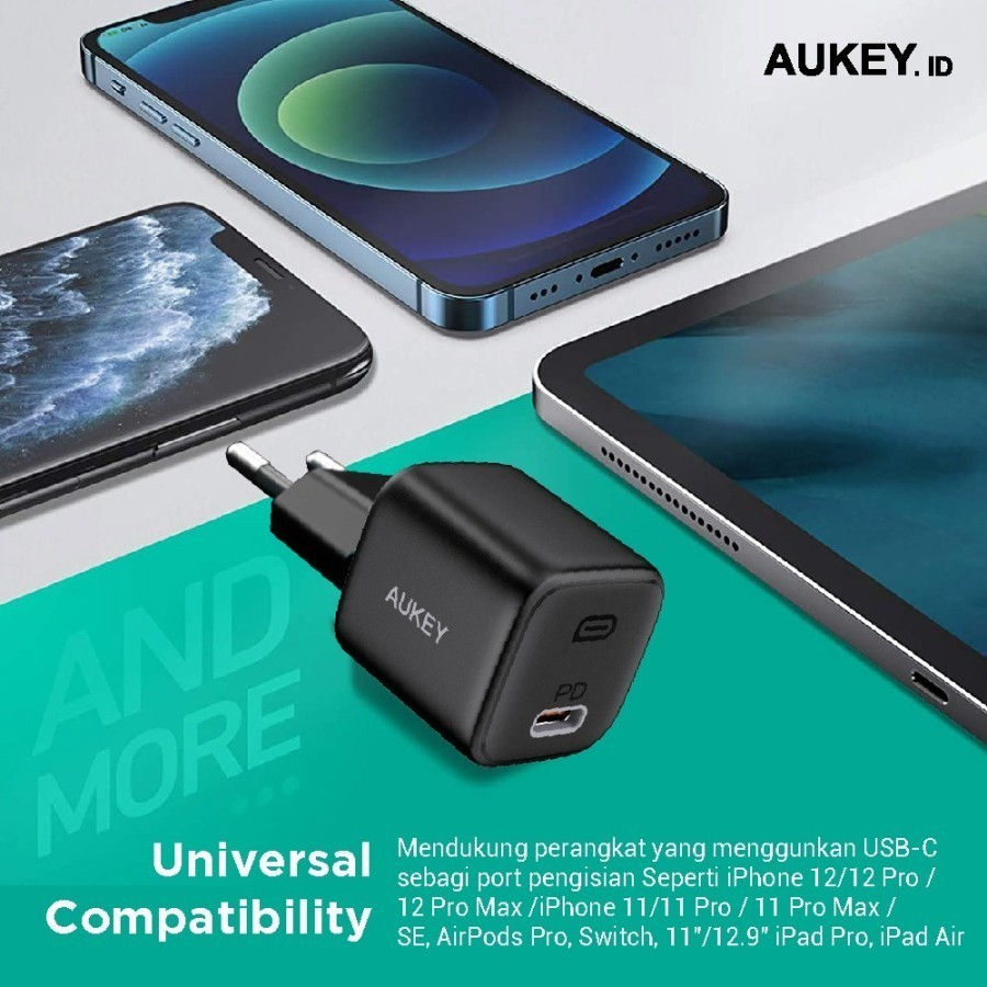 Thumbnail: Aukey PA-B1T Omnia II Mini 20W Charger Adapter GAN PD Fast Charging