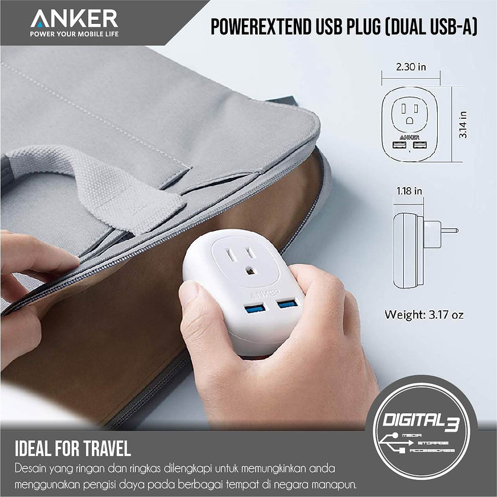 Thumbnail: Anker PowerExtend Adapter US Plug Plus Dual USB Charger 12W A9211