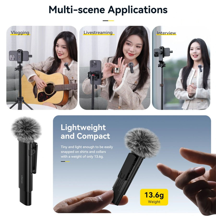 Thumbnail: ULANZI WM-10 Mic Wireless Clip-On Lavalier for Smartphone HP Type-C Lightning