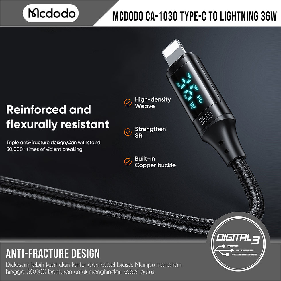 Thumbnail: Charging Cable Mcdodo CA-1030 Kabel Data 36W USB C to Lightning Iphone