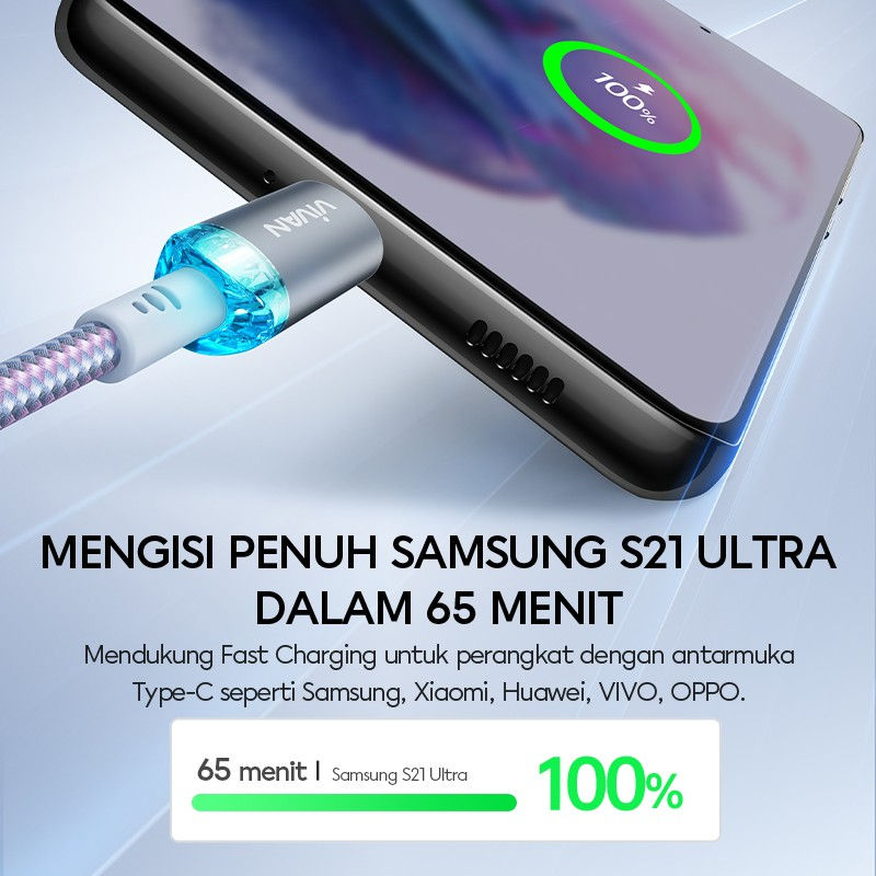 Thumbnail: Vivan Kabel Data VXCC120S USB-C to USB-C 60W / VXCL120S USB-C to Lightning 27W