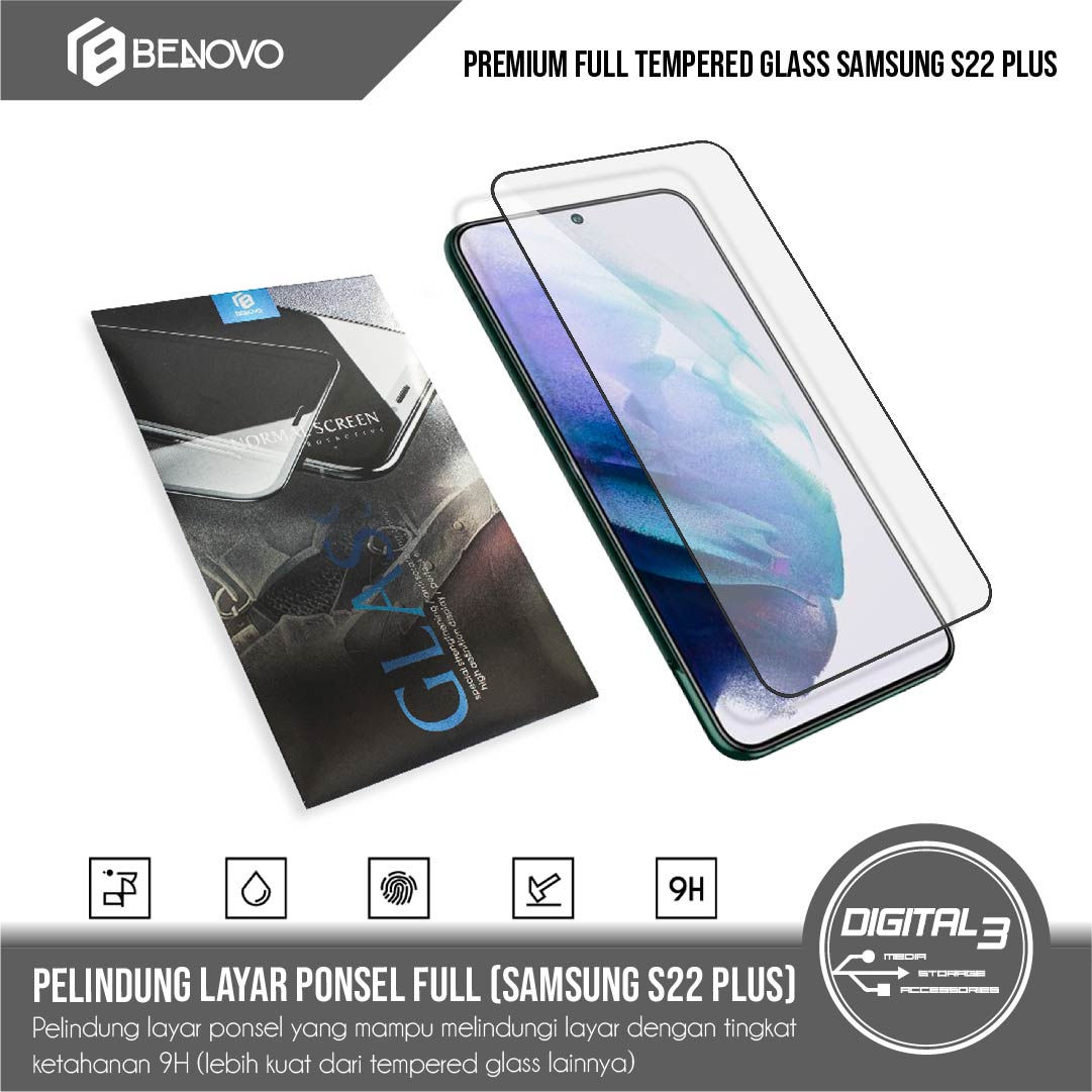 Benovo Full Tempered Glass Samsung S22+ / PLUS Screen Guard Anti Gores
