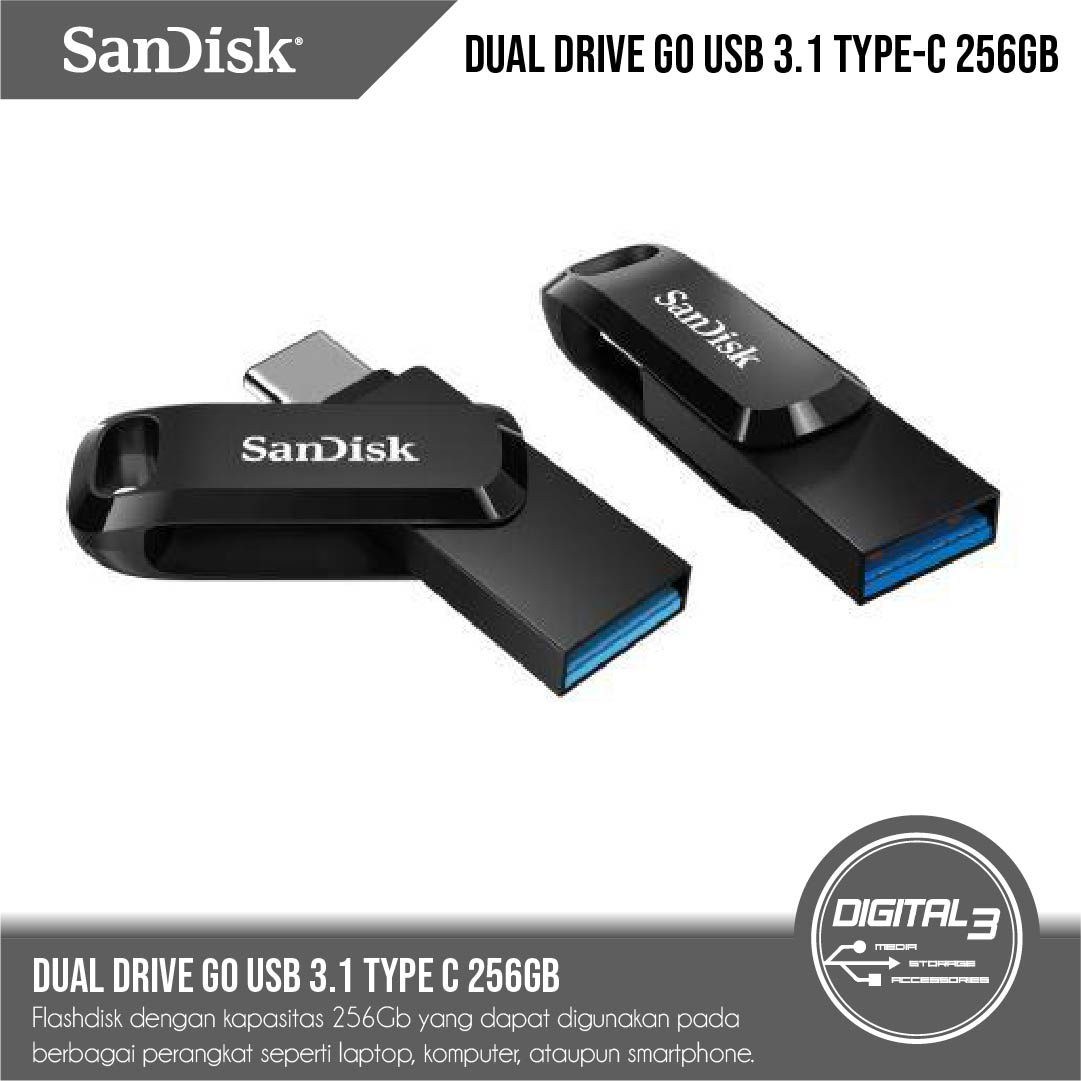 Sandisk Ultra Dual Drive GO USB 3.1 Type-C OTG USB-A to USB-C 256GB