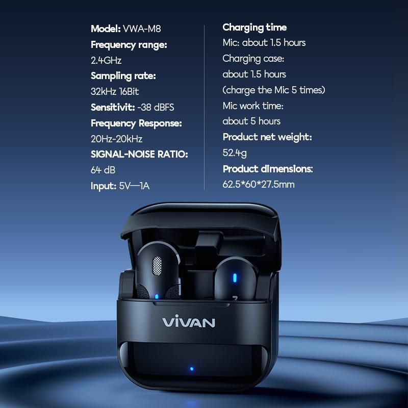 Thumbnail: VIVAN VMA-M8L / VMA-M8C Wireless Single Microphone Mini for Smartphone