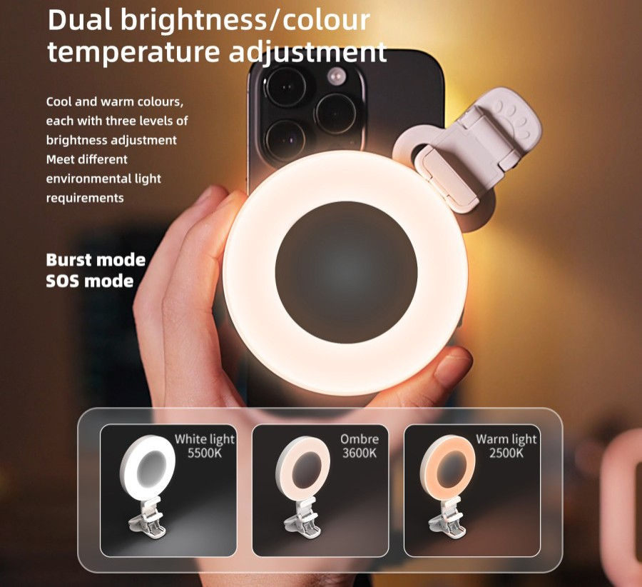 Thumbnail: ADYSS D01 Ring Selfie LED Light Mirror Clip for Smartphone