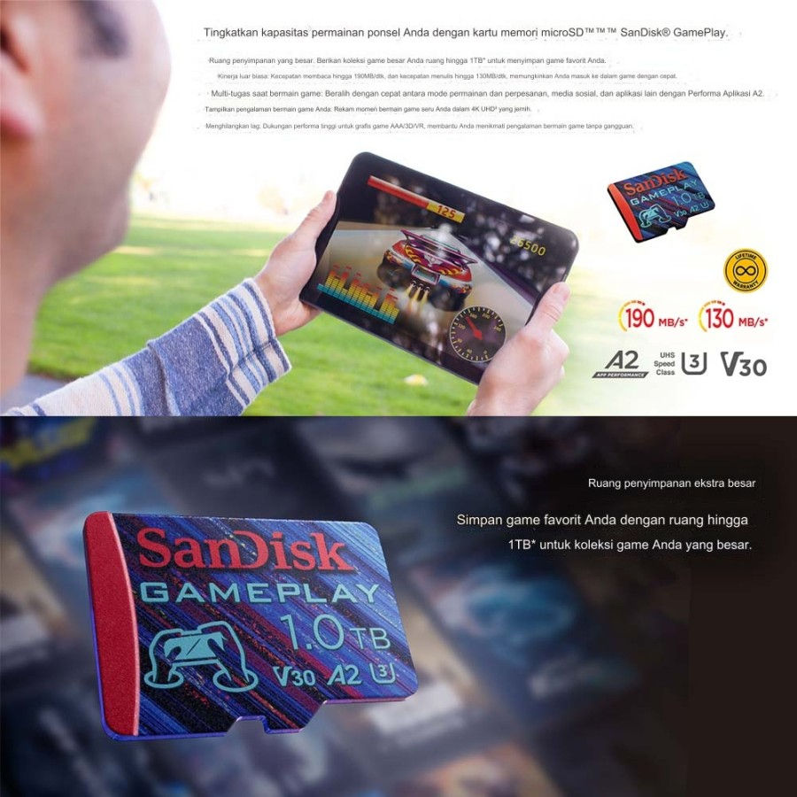 Thumbnail: Sandisk Extreme GamePlay MicroSD 190MB/s Memory for Mobile Gaming UHS-I