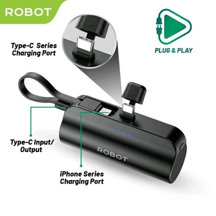 Thumbnail: Robot RP-051L RP-051C Powerbank Mini Stand 4500MAH Lightning USB-C PD
