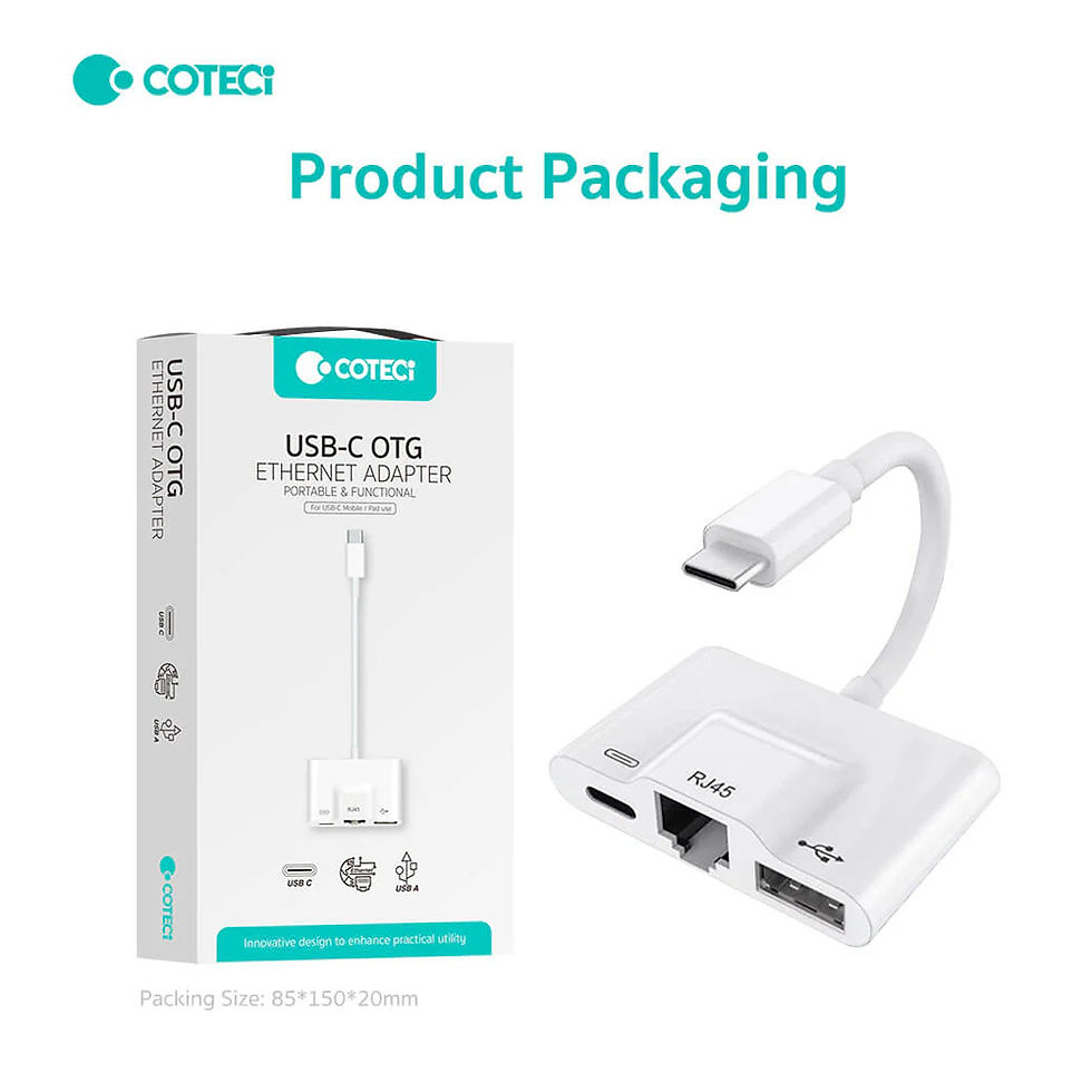 Thumbnail: COTECI 3 in 1 USB-C OTG Hub Adapter Converter Multifunction Type-C Ethernet RJ45