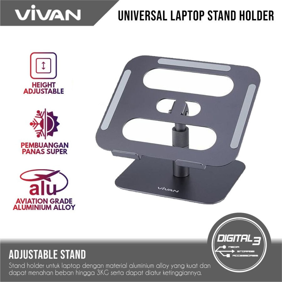 Laptop Stand Adjustable Holder VIVAN VLS03 Dudukan Notebook Tablet