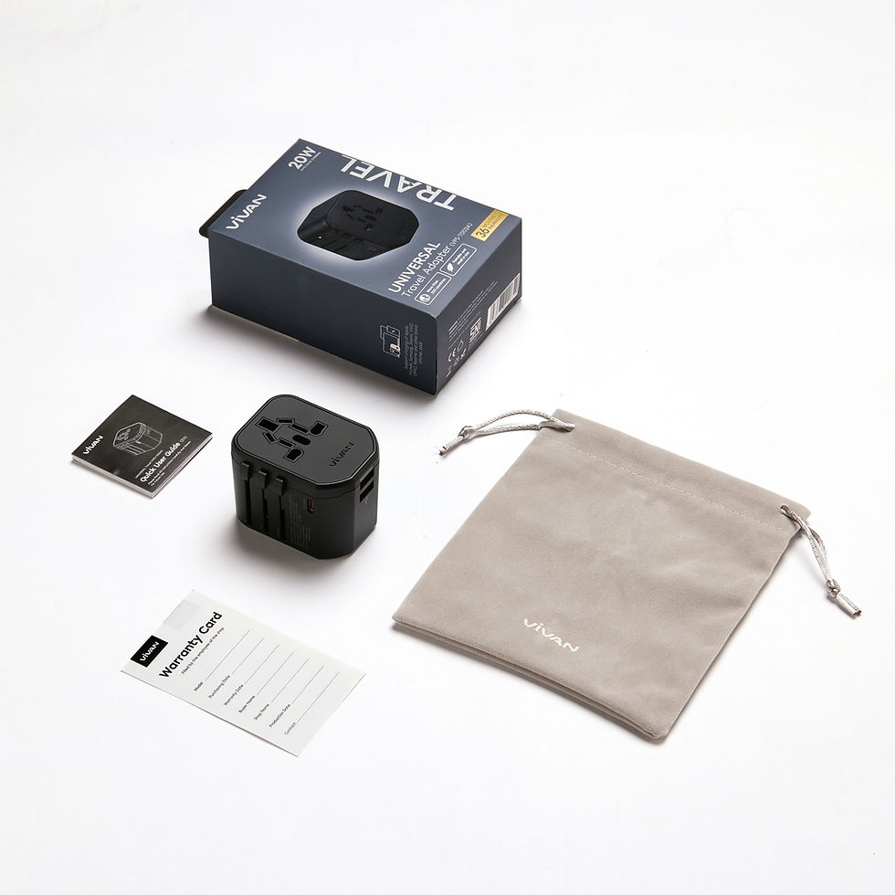 Thumbnail: VIVAN VPS-T003A Travel Adapter Power Universal 20W Dual USB-A Type-C