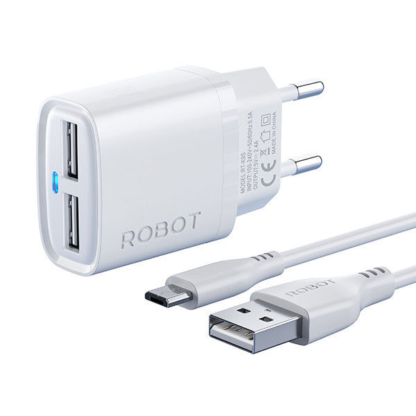 Thumbnail: ROBOT RT-K9/RT-K9S Charger Adapter Dual Port USB SET Micro Cable 1 Meter Android