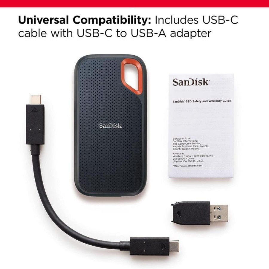 Thumbnail: Sandisk Extreme External SSD HardDisk Drive 1 TB USB 3.2 Type C / A