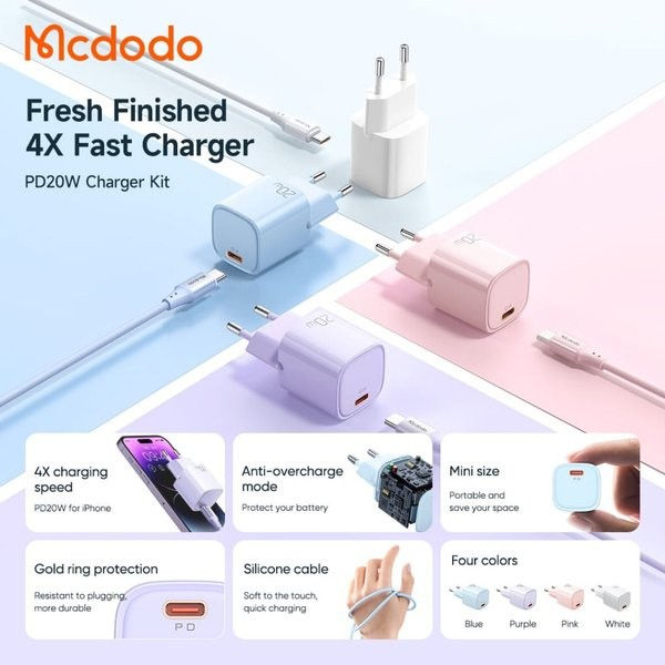 Thumbnail: Mcdodo CH-402 20W Charger USB-C + Lightning Cable Iphone Kabel Data PD