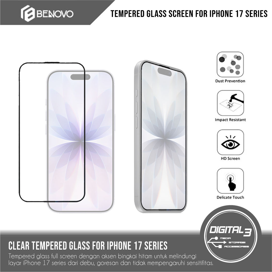 BENOVO Tempered Glass Screen Protector 2.5D for iPhone 17 Series