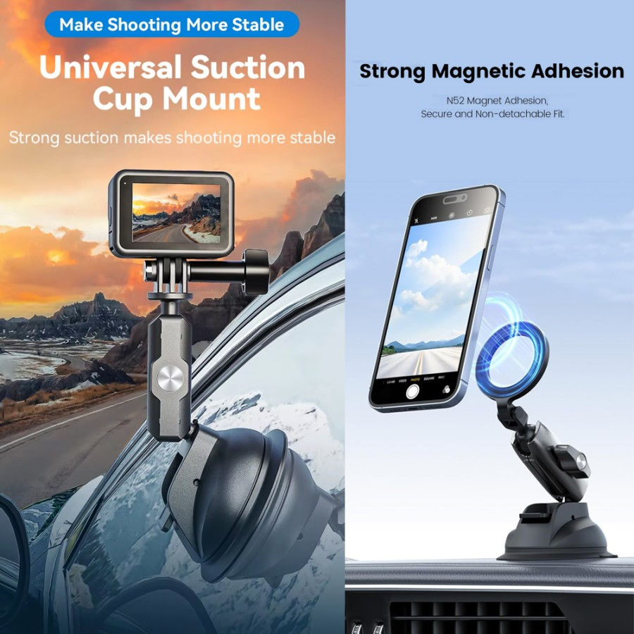 Thumbnail: Telesin Suction Cup Action Camera Magnetic 360° Mount Gopro + Phone Holder