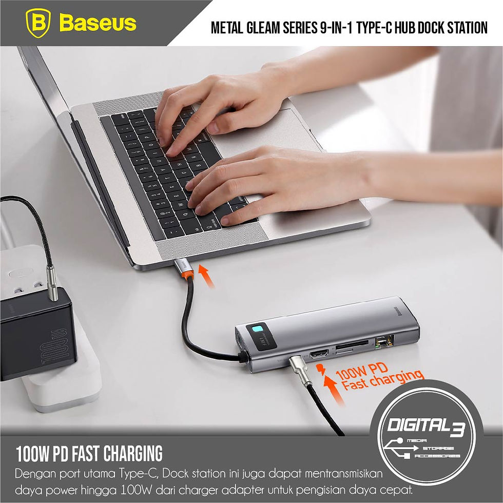 Thumbnail: Baseus Metal Gleam Series 9-in-1 100W PD Type-C HUB Docking Station