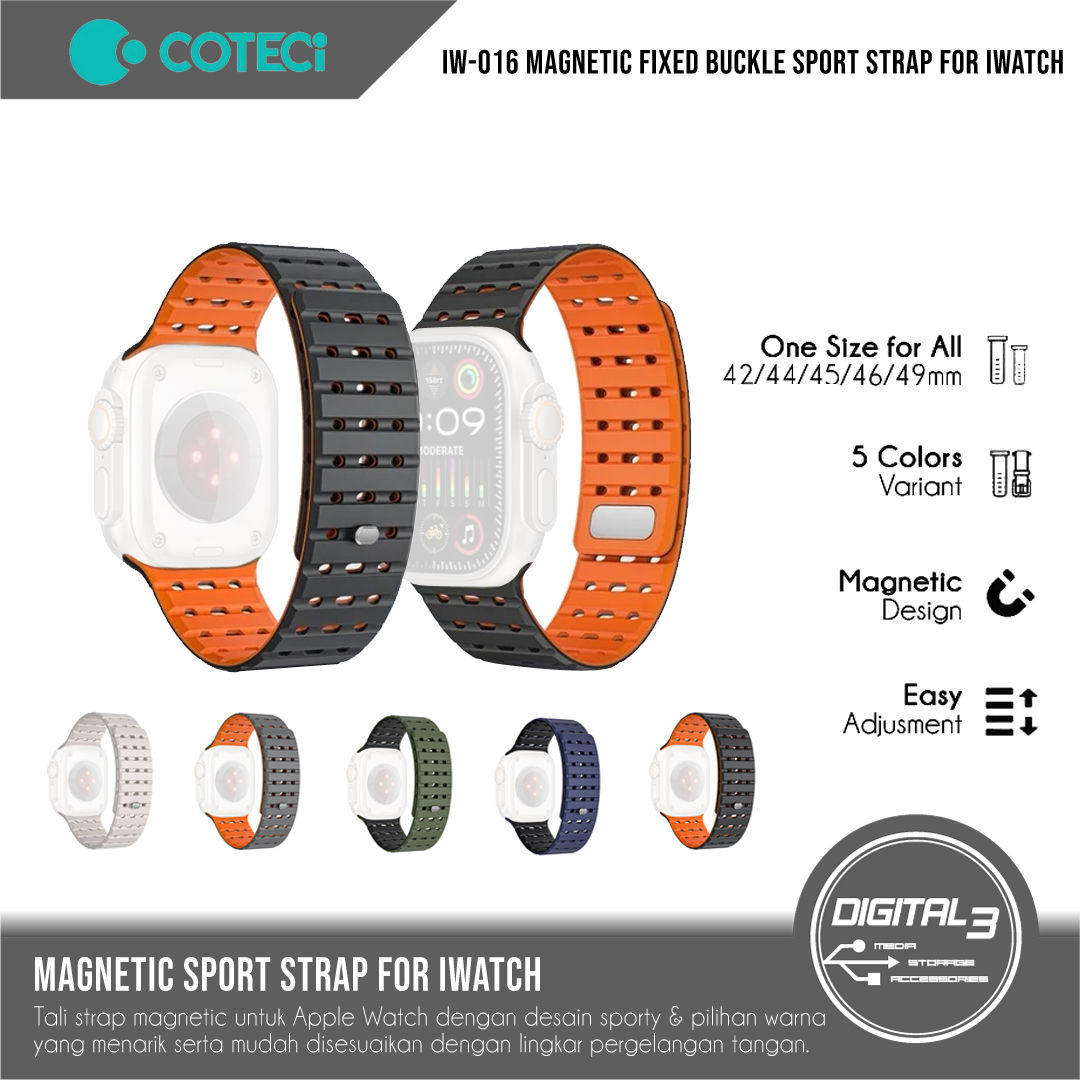 COTECI iW-016 Magnetic Fixed Buckle Sport Strap Apple iWatch 42/44/45/46/49mm